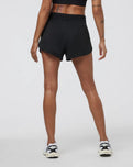 The Vuori Womens Halo Performance Short 2.0 in Black Heather