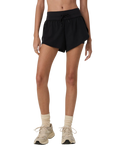 The Vuori Womens Daily Speed Shorts in Black