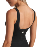The Vuori Womens Halo Essential Jumpsuit in Black Heather