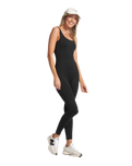 The Vuori Womens Halo Essential Jumpsuit in Black Heather