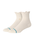 The Stance Womens Ruffle Icon Quarter Crew Socks in Ivory