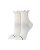 The Stance Womens Ruffle Icon Quarter Crew Socks in Ivory