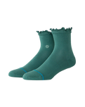 The Stance Womens Ruffle Icon Quarter Crew Socks in Teal