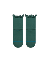 The Stance Womens Ruffle Icon Quarter Crew Socks in Teal