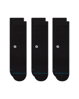 Icon Womens Crew Socks (3 Pack) in Black