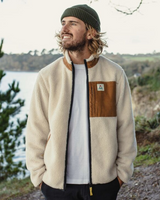 The Passenger Mens Trekker 2.0 Zip Fleece Jacket in Warm Ivory