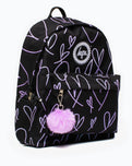 The Hype Glitter Scribble Heart Backpack in Black & Purple