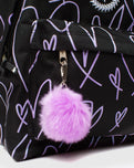 The Hype Glitter Scribble Heart Backpack in Black & Purple