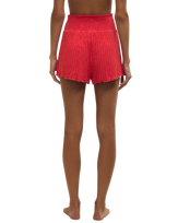 Dawn Smocked Silky Rib Shorts in Crimson Crush