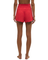 Dawn Smocked Silky Rib Shorts in Crimson Crush