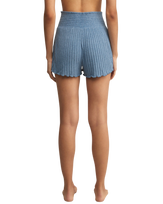 Dawn Smocked Silky Rib Shorts in Oceanic Blue