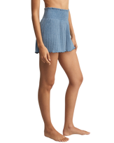 Dawn Smocked Silky Rib Shorts in Oceanic Blue