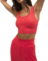 Zoe Silky Rib Tank Bra in Crimson Crush