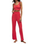 Zoe Silky Rib Tank Bra in Crimson Crush
