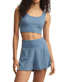Zoe Silky Rib Tank Bra in Oceanic Blue