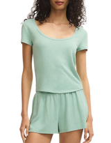 Flower Market Soft Knit T-Shirt in Crystal Green