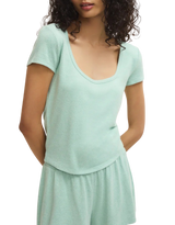 Flower Market Soft Knit T-Shirt in Crystal Green