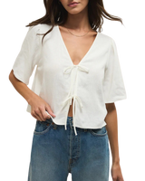La Belle Linen Cropped Top in White